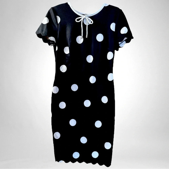 Karl Lagerfeld black w/ white polka dot sheath dress sizes 4 & 0 - Picture 4 of 8